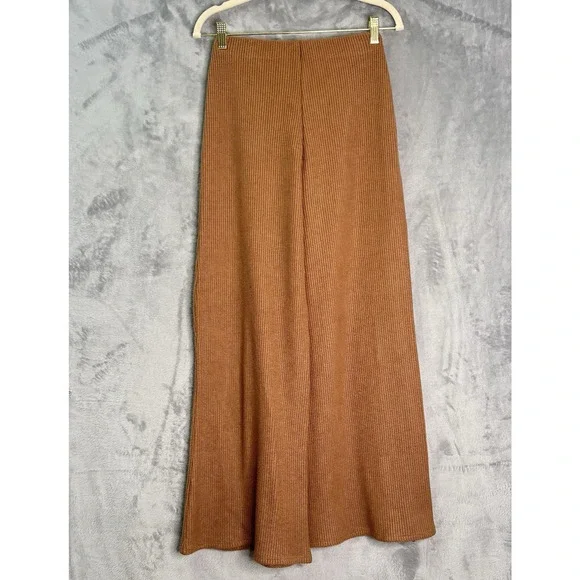 ZENANA‎ Wide Leg Lounge Pants Womens Sz S Deep Camel Waffle Knit Pull On Comfort - Picture 6 of 13